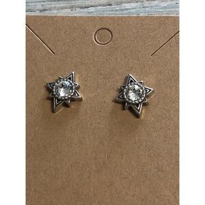 Brighton Star CZ Clear EARRINGS Silver Tone NWOT